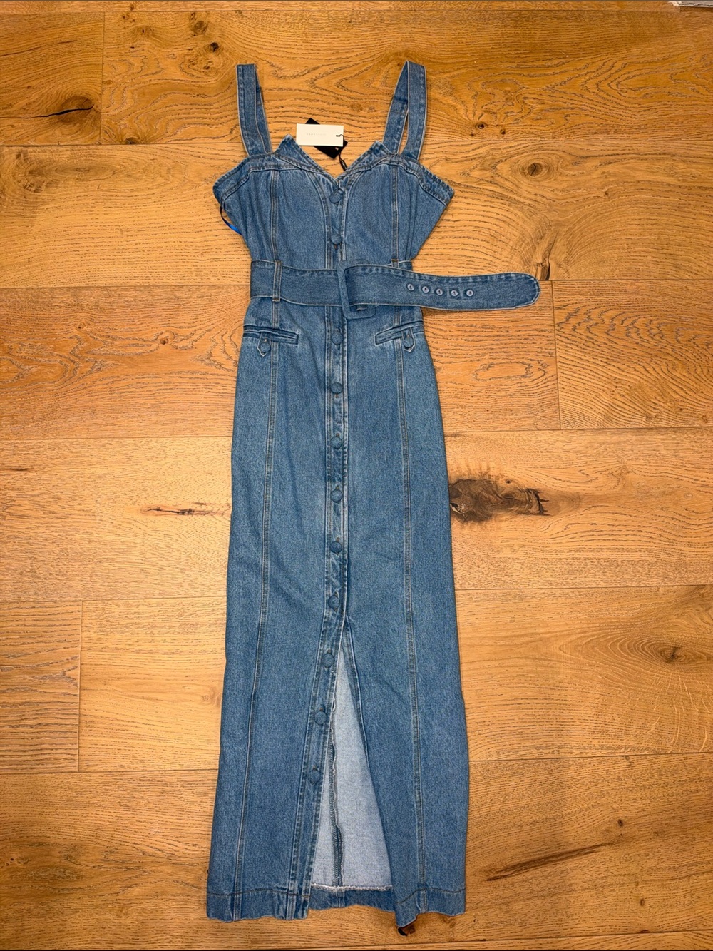 JLUXLABEL Denim Maxi Dress in Blue with Matching Belt